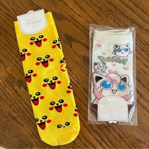 Pikachu Yellow Novelty Socks & Jigglypuff Cream Pokémon Socks - 2
